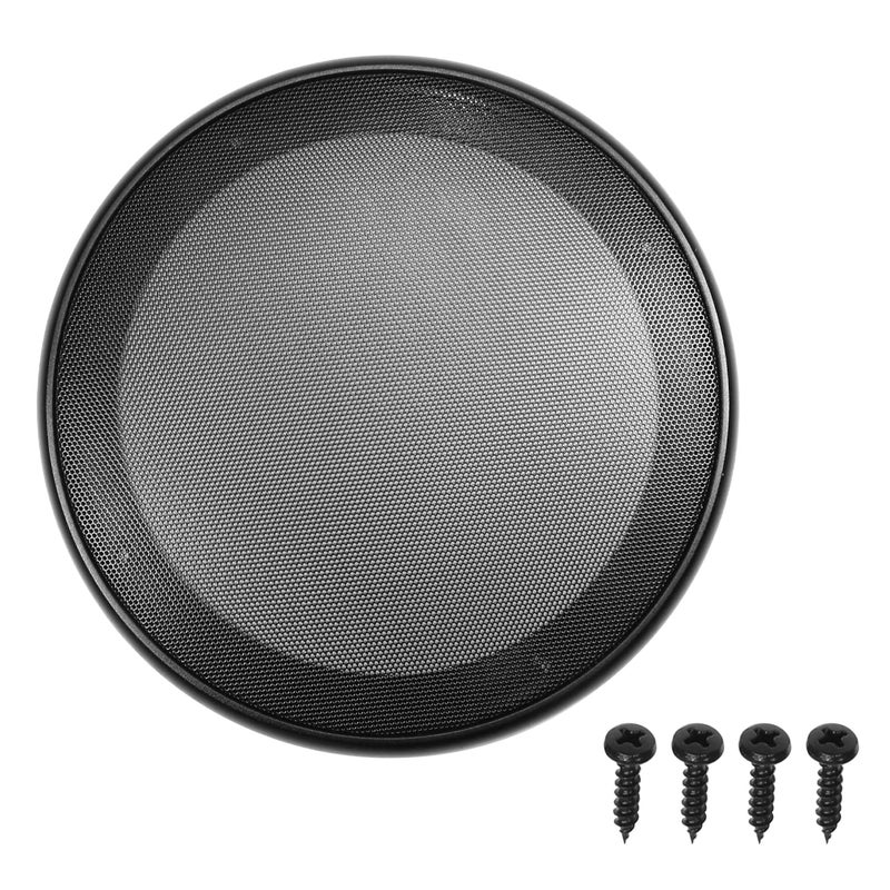 Fielect 2Pcs 6.5inch Speaker Grill Cover Mesh Speaker Grill Decorative Circle Woofer Guard Protector Cover Audio Accessories Black Cloth Cover with 8 Screws - Image 1